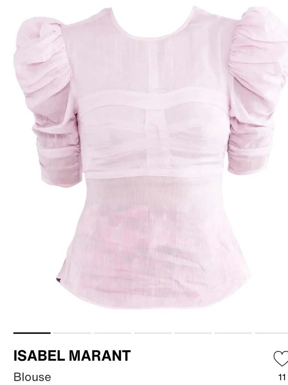 Isabel Marant Light Pink Ruched Puff-Sleeve Blouse